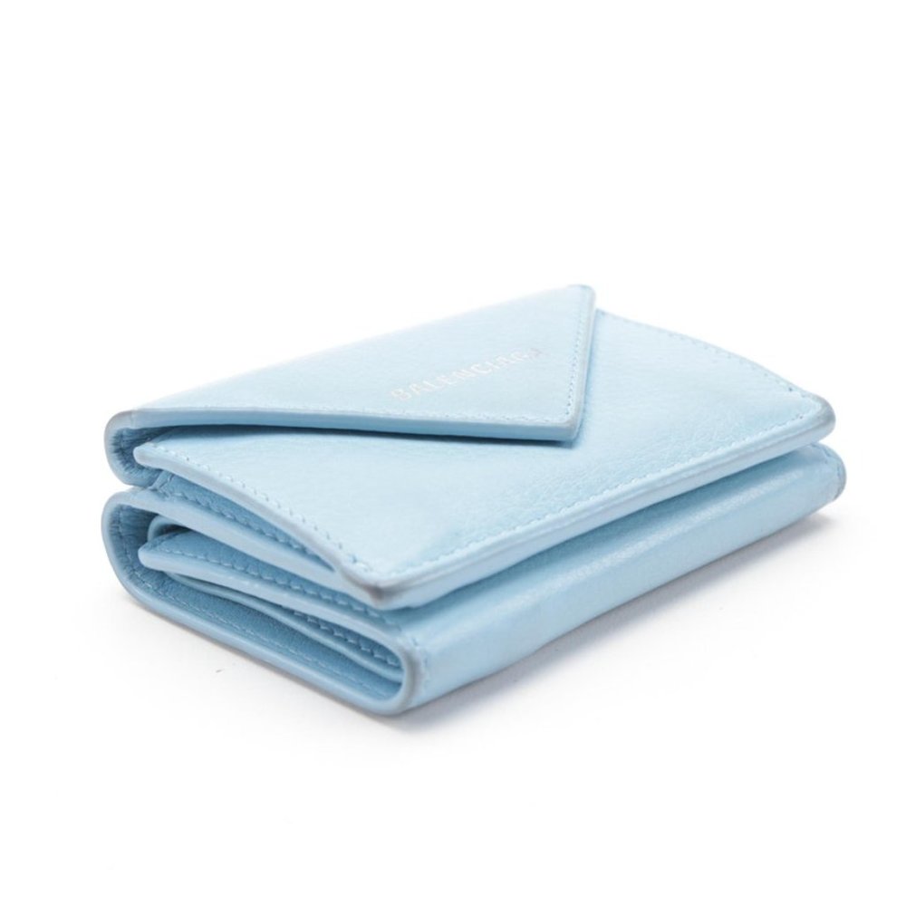 Balenciaga Papier Mini Wallet in Blue Calfskin Lea - Picture 3 of 5